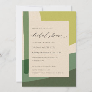 MODERN ABSTRACT LIME GREEN ARTISTIC BRIDAL SHOWER INVITATION