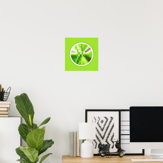Modern Abstract Lime Green Fractal Poster (Home Office)