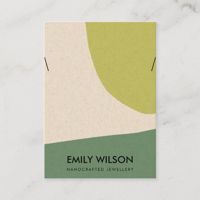 MODERN ABSTRACT LIME GREEN KR ART NECKLACE DISPLAY BUSINESS CARD (Front)