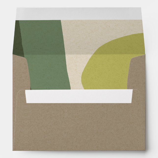 MODERN ABSTRACT LIME GREEN KRAFT ARTISTIC ADDRESS ENVELOPE (Back (Bottom))