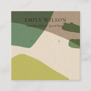MODERN ABSTRACT LIME GREEN KRAFT EARRING DISPLAY SQUARE BUSINESS CARD