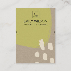 MODERN ABSTRACT LIME GREEN KRAFT NECKLACE DISPLAY BUSINESS CARD