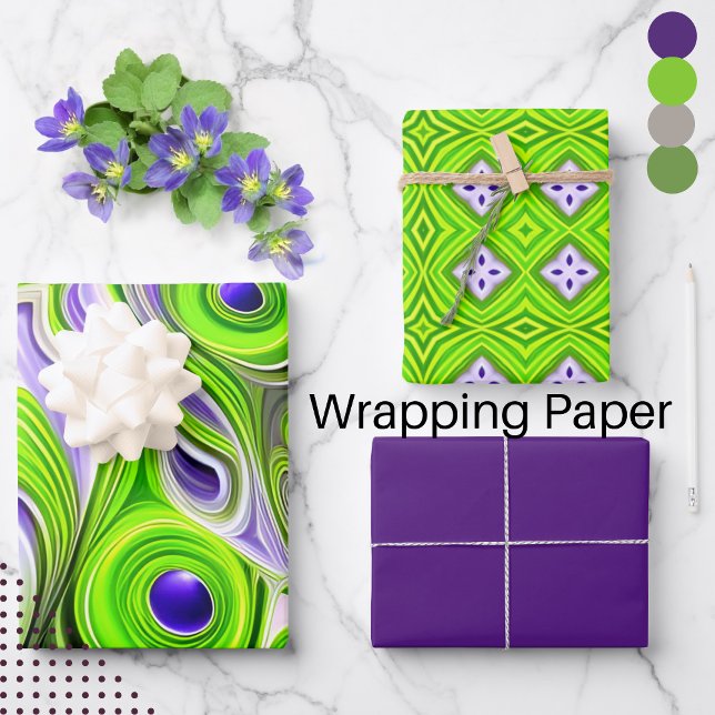 Modern Abstract Lime Green, White and Yellow  Wrapping Paper Sheet (Creator Uploaded)