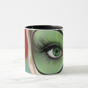 Modern Abstract Line Art Black Mug Minimalist Co