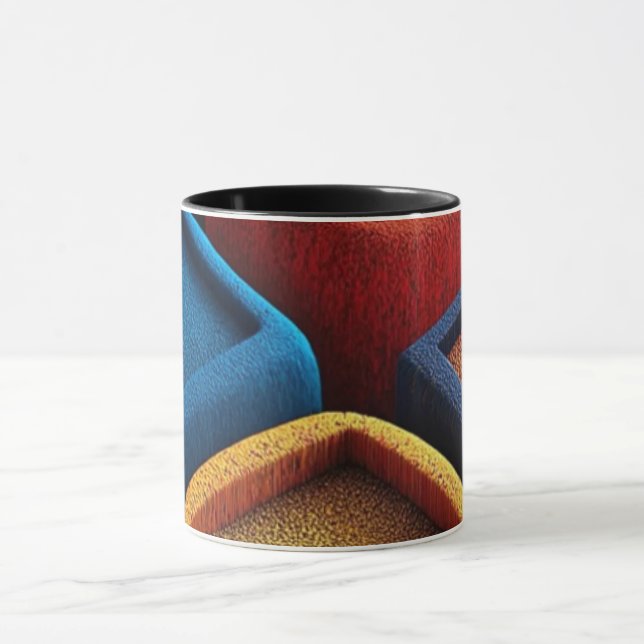 Modern Abstract Line Art Black Mug | Minimalist Co (Center)