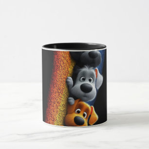 Modern Abstract Line Art Black Mug Minimalist Co