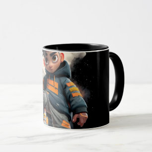 Modern Abstract Line Art Black Mug Minimalist Co