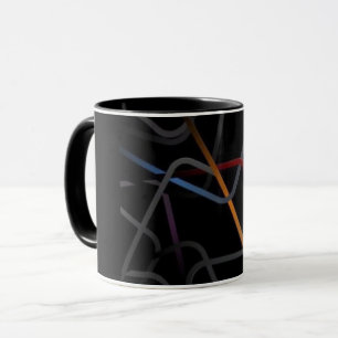 Modern Abstract Line Art Black Mug Minimalist Co