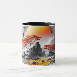 Modern Abstract Line Art Black Mug Minimalist Co
