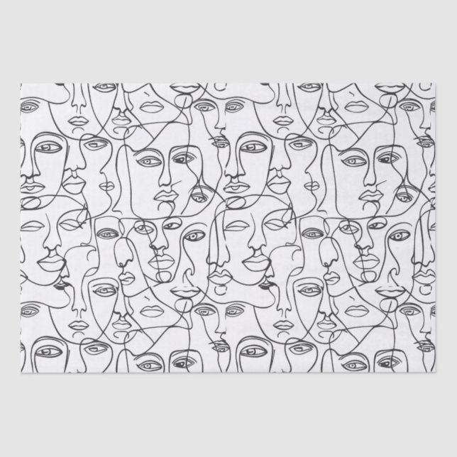 Modern Abstract Line Art Feminist Tissue Paper (Front)