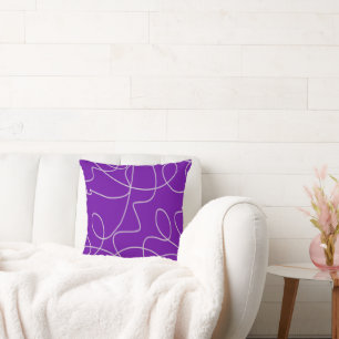 Modern Abstract Line Art in Purple Cushion