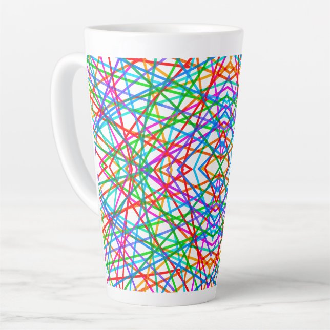 Modern Abstract Line Art Latte Mug (Left Angle)