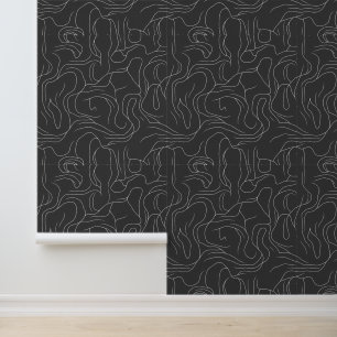 Modern Abstract Line Art Pattern Wallpaper