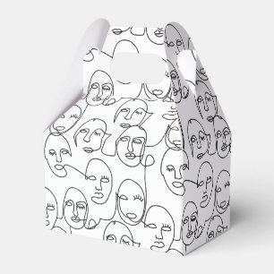 Modern Abstract Lines Faces Continuous Line Art Favour Box