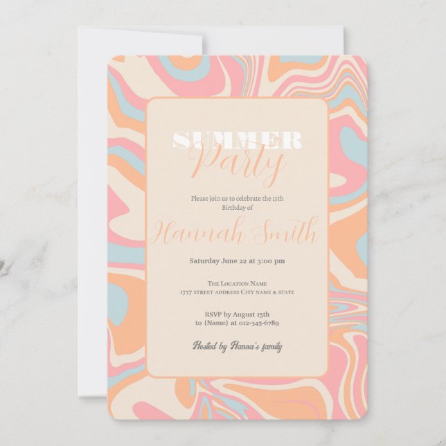 Modern abstract Liquid swirl Peach Fuzz Invitation (Front)