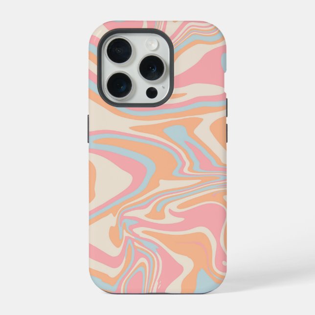Modern abstract Liquid swirl Peach Fuzz iPhone Case (Back)