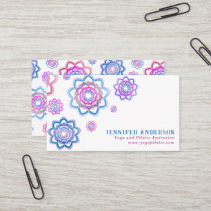 Modern Abstract Lotus Personalized Pink Blue Business Card