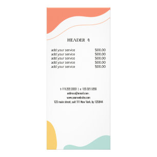 Modern Abstract Makeup Artist Price List & colour Rack Card