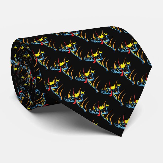 Modern Abstract Man Running Fast Colourful Fire Tie (Rolled)