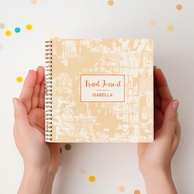 Modern Abstract Map Yellow Pattern Travel Journal (Creator Uploaded)