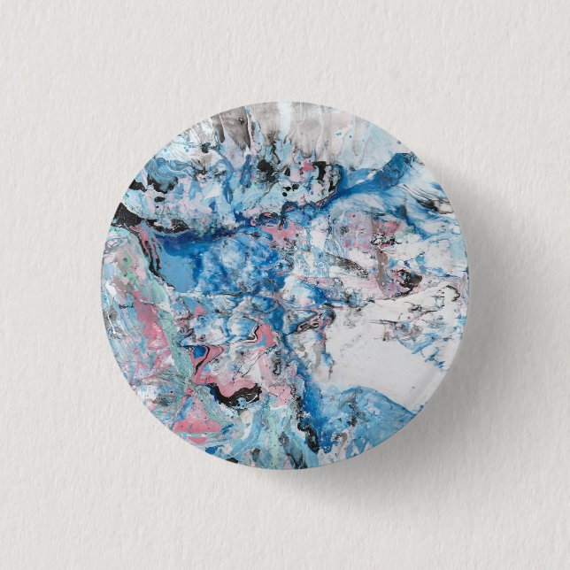 Modern Abstract Marble Look Pink Blue Purple 3 Cm Round Badge (Front)