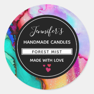 Modern Abstract Marble Watercolor Business Classic Round Sticker