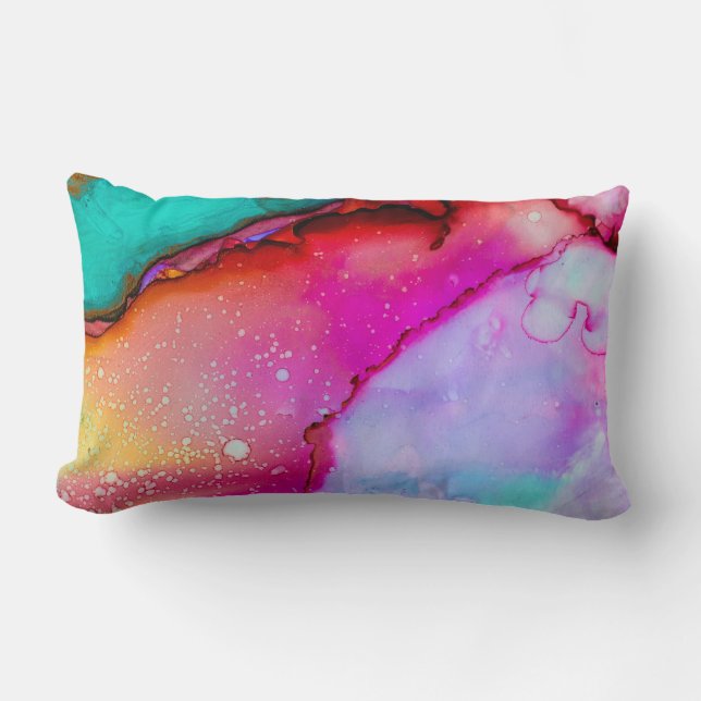 Modern Abstract Marble Watercolor Design Lumbar Cushion (Front)