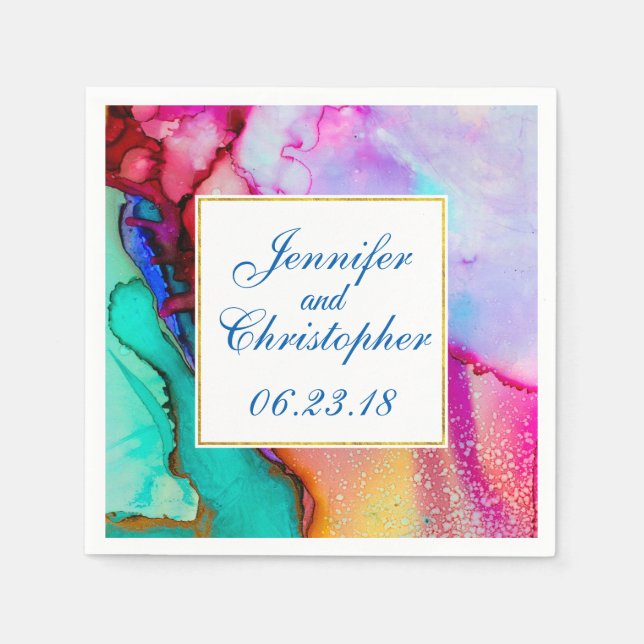 Modern Abstract Marble Watercolor Design Napkin (Front)