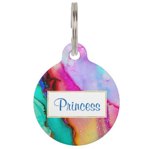 Modern Abstract Marble Watercolor Design Pet Tag