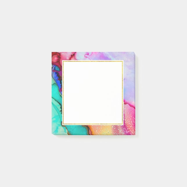 Modern Abstract Marble Watercolor Design Post-it Notes (Front)