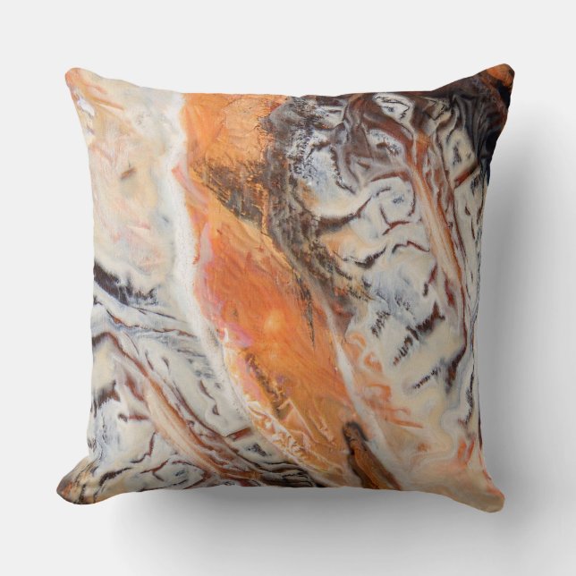 Modern Abstract Marbled Agate Pattern Rust Cream Cushion (Front)