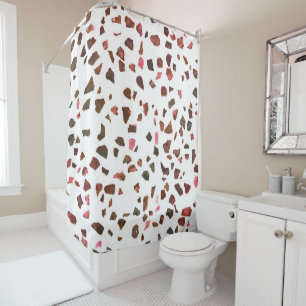 Modern Abstract Marbled Pink Terracotta Terrazzo Shower Curtain