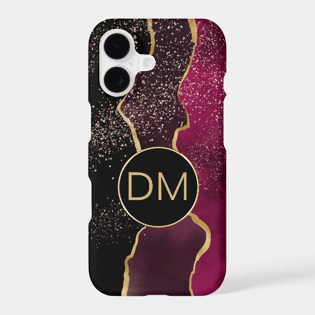 Modern Abstract Maroon Gold Monogram (Back)