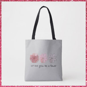 Modern Abstract Mauve and Grey Floral Tote Bag