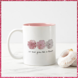 Modern Abstract Mauve and Grey Floral Two-Tone Cof Coffee Mug
