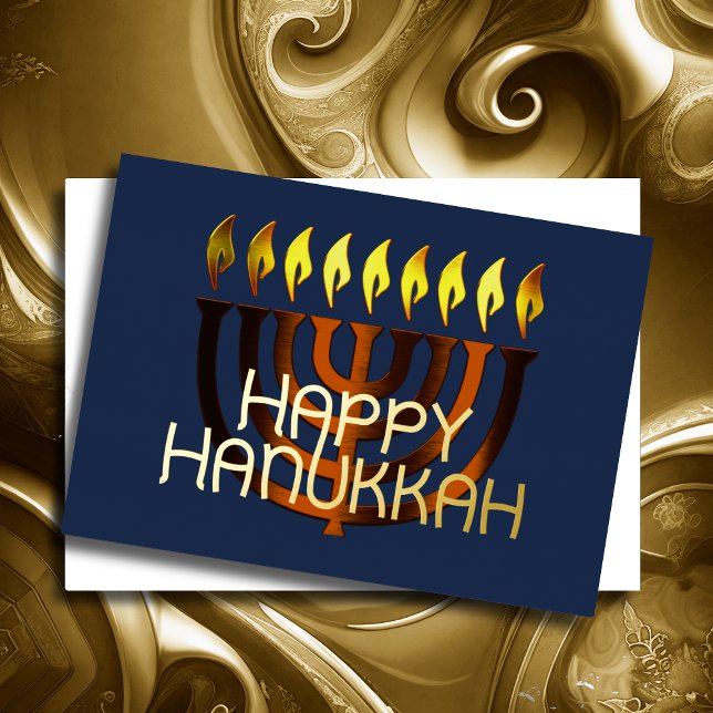 Modern Abstract Menorah Copper Rust Foil Holiday Card (Creator Uploaded)