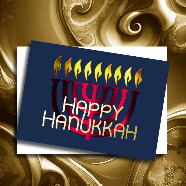 Modern Abstract Menorah Pink Foil Holiday Card (Creator Uploaded)