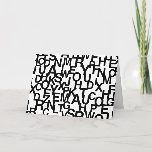 Modern, abstract, messy pattern with letters card (Front)
