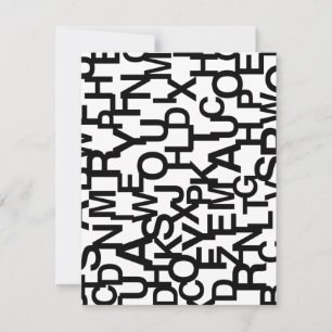 Modern, abstract, messy pattern with letters card
