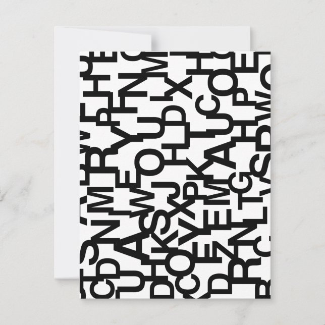 Modern, abstract, messy pattern with letters card (Front)