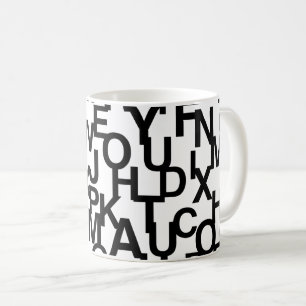 Modern, abstract, messy pattern with letters coffee mug
