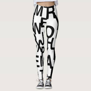 Modern, abstract, messy pattern with letters leggings