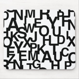 Modern, abstract, messy pattern with letters mouse mat