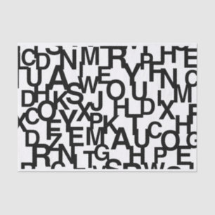 Modern, abstract, messy pattern with letters tissue paper
