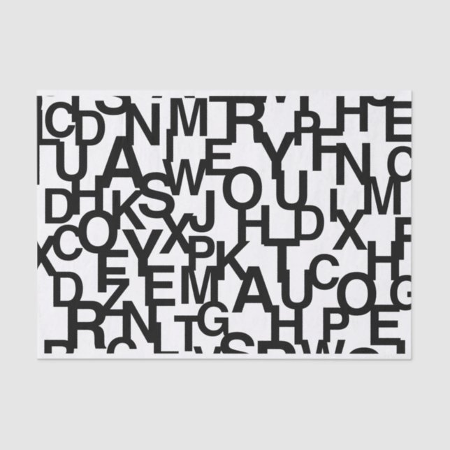 Modern, abstract, messy pattern with letters tissue paper (Front)