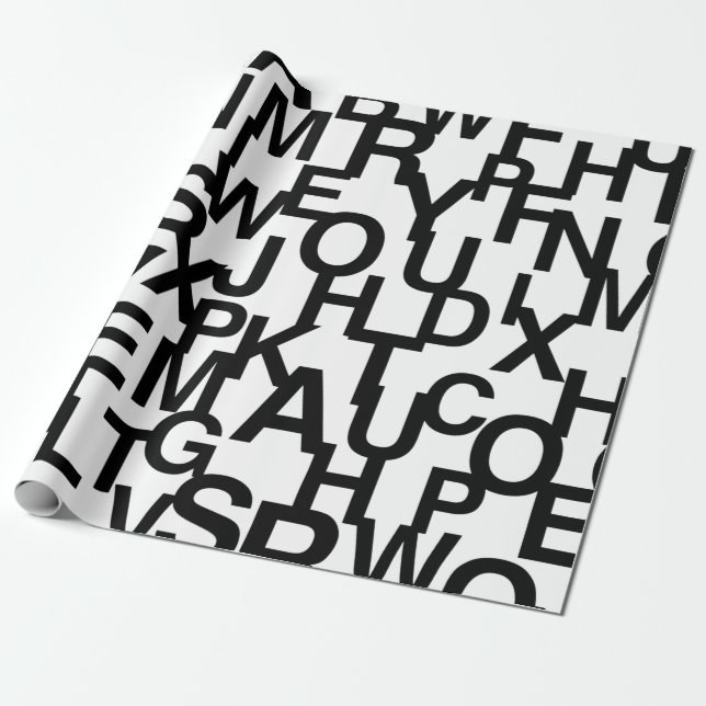 Modern, abstract, messy pattern with letters wrapping paper (Unrolled)