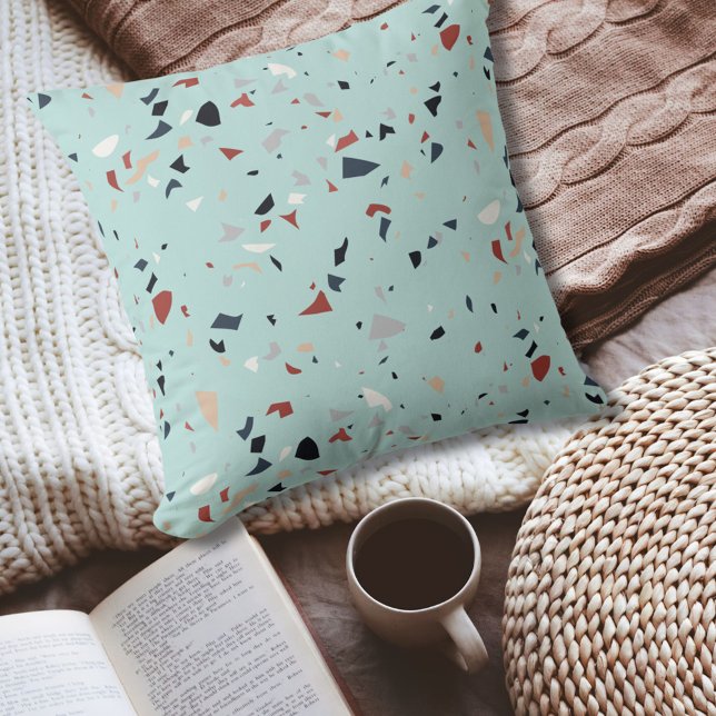 Modern Abstract Mid Century Terrazzo Pattern Cushion (In situ)