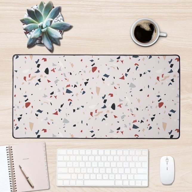 Modern Abstract Mid Century Terrazzo Pattern Desk Mat (In situ office desk)