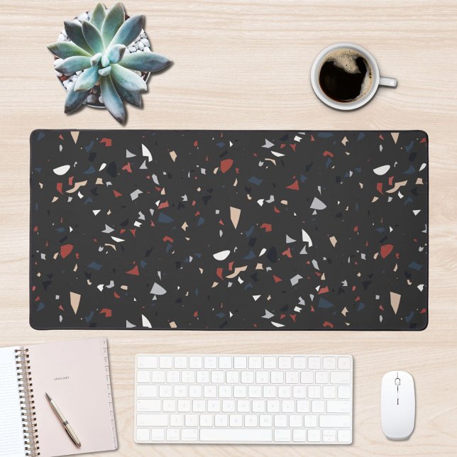 Modern Abstract Mid Century Terrazzo Pattern Desk Mat (In situ office desk)