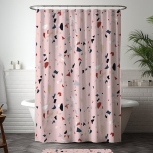 Modern Abstract Mid Century Terrazzo Pattern Shower Curtain